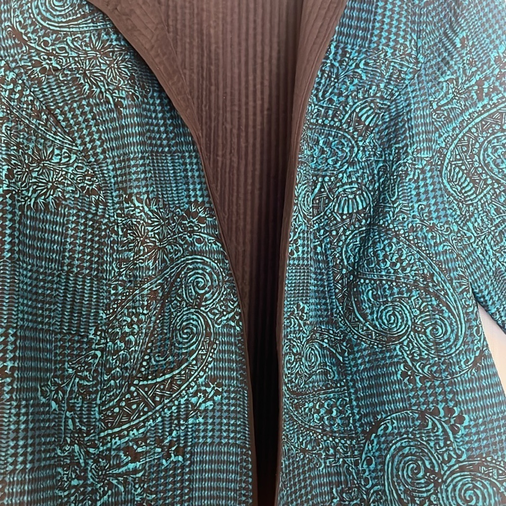 2X Jacket Pit to Pit 25 3/4’ Teal Blue and Black Reversible Preworn - Picture 4 of 13